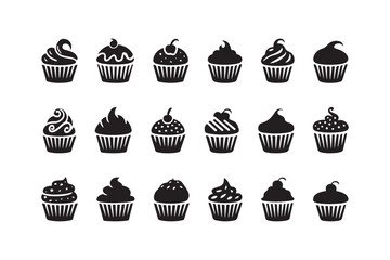 Cupcake icons with various frosting designs