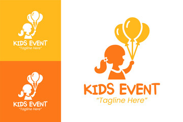 Playful Orange Kids Event Logo for Fun and Dynamic Party Branding
