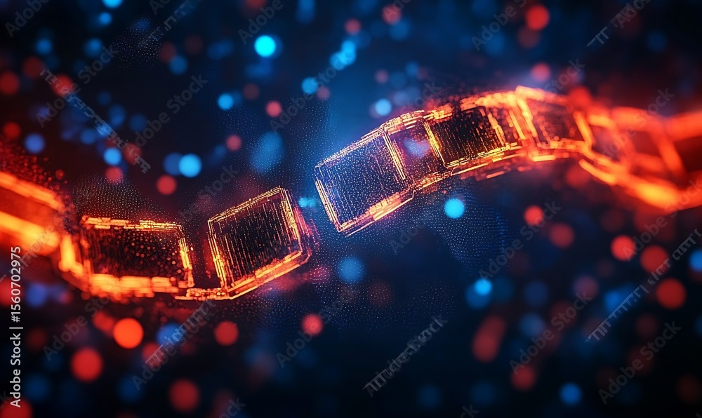 Fototapete block chain network blockchain network concept. distributed register technology, blockchain text, an