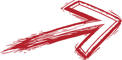 color artistic and textured arrow created with a paintbrush on a white background graphic style design.