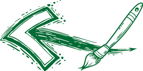 color artistic and textured arrow created with a paintbrush on a white background graphic style design.
