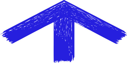 color arrow pointing upwards created with brush strokes on a white background in a simple design.