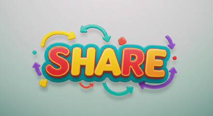 Share Your Ideas Colorful 3D Typography Design