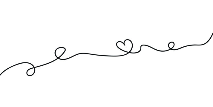 wavy curvy long squiggles line with heart shape. wave line with love png and vector illustration on transparent background