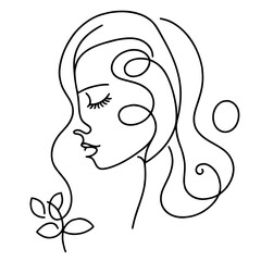Abstract Gaze, Artistic linear face drawing in a modern minimalist style.