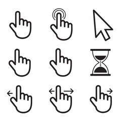 Obraz premium Vector set of hand gesture icons including stop, pointing, and fist