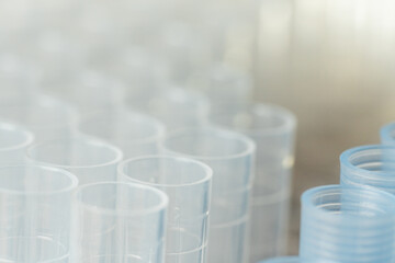 Transparent pipette tips of plastic in biotechnology laboratory as macro 2