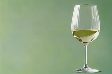 Glass of elegant Chablis white wine against a muted soft green background