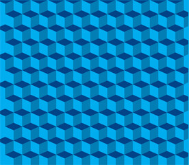 Blue Abstract Isometric cube Shape Background. Seamless pattern vector illustration.