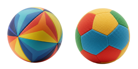 Colorful balls with geometric patterns displayed on white background  isolate, set