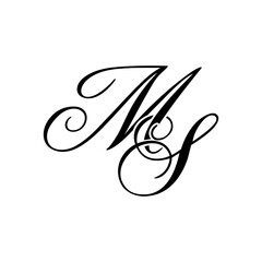 Elegant MS Monogram Logo in Black Script &ndash; Luxury Calligraphy Initial Design on White Background