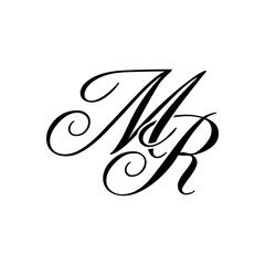 Elegant MR Monogram Logo in Black Script &ndash; Luxury Calligraphy Initial Design on White Background