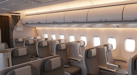 Modern Airplane Cabin Interior Design Comfortable and Spacious Seating