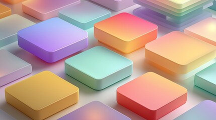 Obraz premium Minimal Floating Isometric 3D Platforms with Geometric Shapes, Clean Abstract Design for UI, Presentations, and Creative Stock Visuals