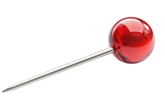 An elegant red spherical head pin creating perfect pleats on fabric a tailor s trusty tool on transparent background