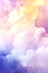 Pastel cloudscape, vibrant hues, soft texture
