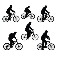 Fototapeta premium bicycle rider silhouette set, Black & White silhouette set