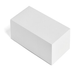 Close up of a white box mock up template on white background