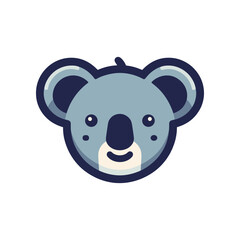 Cute cartoon koala head with a friendly expression, set against a simple white background