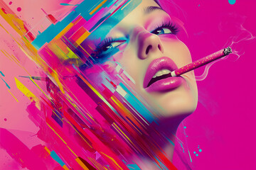 Essence of smoking through bold colors, shapes, and lines