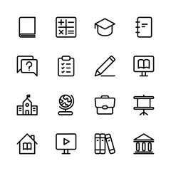 Education icon set. Study, School, Learning icon set. Vector line icon set.