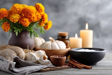 Honoring Ancestors: Day of the Dead Altar with Bright Marigolds and Sacred Offerings