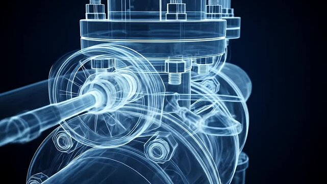 Detailed Technical Drawing of Industrial Piping System Visualization