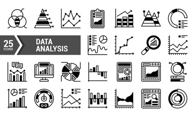25 Data Analysis Icons for Business and Marketing.