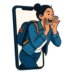 Colorful Cartoon Illustration of Social Media Strategy and Digital Marketing Engagement