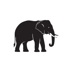 Fototapeta premium Elegant African Elephant Illustration in Black and White Silhouette