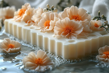 Colorful soaps with flowers on them.