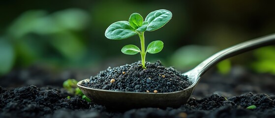 Sprout growing out of spoon bowl