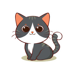 vector cute cat cartoon illustration. animal nature concept isolated. flat cartoon style
