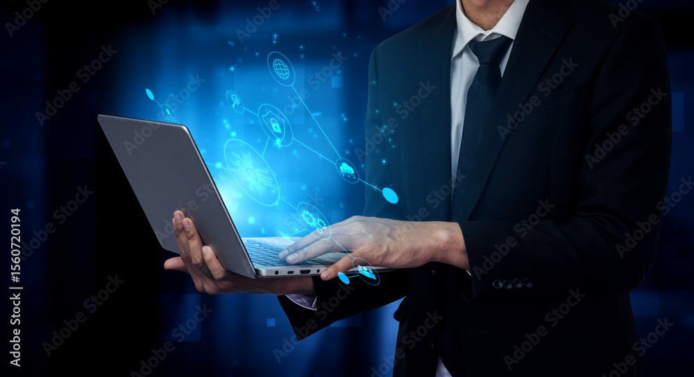 Poster ai network system connects data, security, communication, and intelligence. ai network system enable