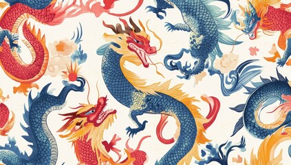 Dragons in a repeating pattern