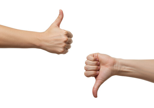 Thumbs up and thumbs down gestures isolated on transparent background - Powered by Adobe