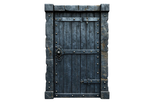A weathered medieval door standing resolute whispering tales of bygone eras guarded secrets on transparent background - Powered by Adobe