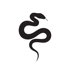 Fototapeta premium Elegant Snake Silhouette with Tongue Out on White Background