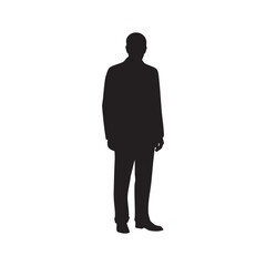 Standing Man in Suit Silhouette on White Background