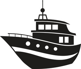 Obraz premium Boat and ship Silhouette Vector with white background and editable