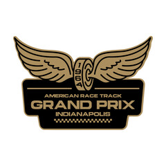 Motorsport racing Club logo template vector design element vintage style for label or badge retro illustration.