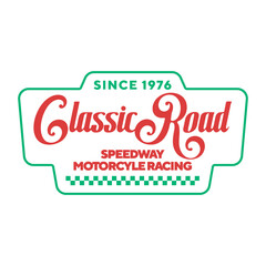 Motorsport racing Club logo template vector design element vintage style for label or badge retro illustration.