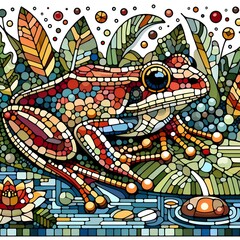 개구리, 모자이크 기법 디자인 일러스트, jpeg (frog, Mosaic Techniques Design Illustration, jpeg)