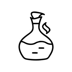 Wine decanter with liquid and steam in minimalist line drawing style  