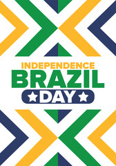 Obraz premium Brazil Independence Day. Happy national holiday. Freedom day. Celebrate annual in September 7. Brazil flag. Patriotic brazilian design. Poster, card, banner, template, background. Vector illustration