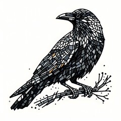 까마귀, 모자이크 기법 디자인 일러스트, jpeg (crow, Mosaic Techniques Design Illustration, jpeg)