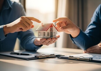 People negotiating a new home purchase or sale with a real estate agent
