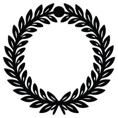 Classic black laurel wreath with a central dot and ribbon detail