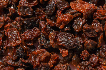 Top view of pile raisins