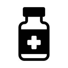 Medical Bottle with Cross Label Icon